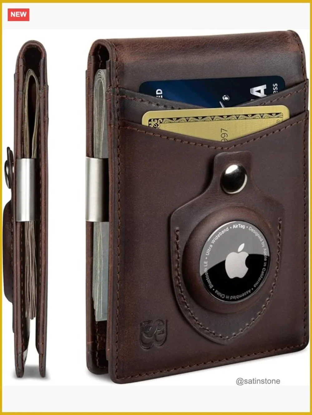 Minimalist Front Pocket RFID Blocking Money Clip Wallet Leather 11 Card Slots